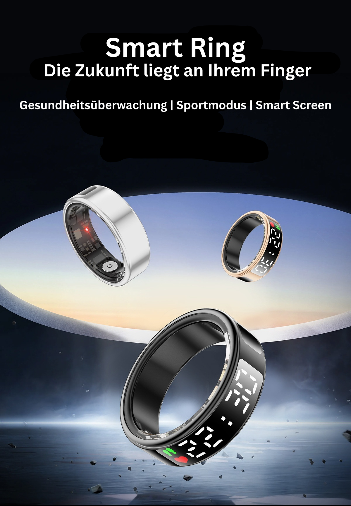 Smart Ring mit Display - Ihr eleganter Begleiter für Fitness, Anrufe und mehr